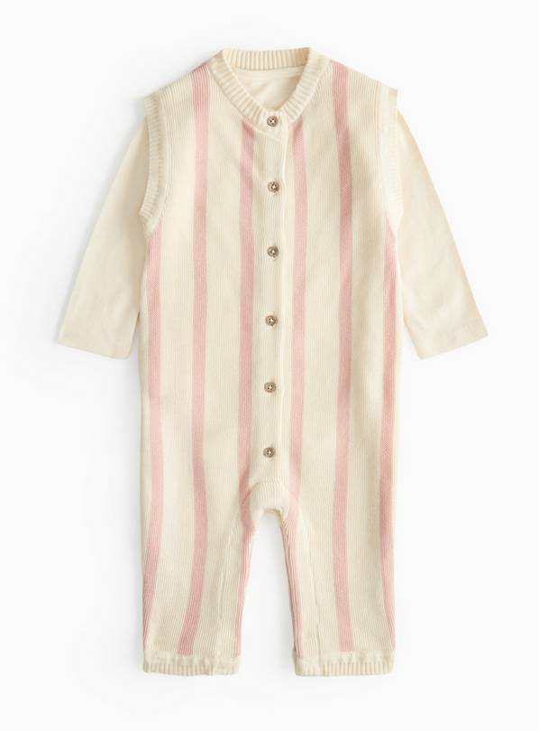 Pink Stripe Knitted Romper Set 12-18 months